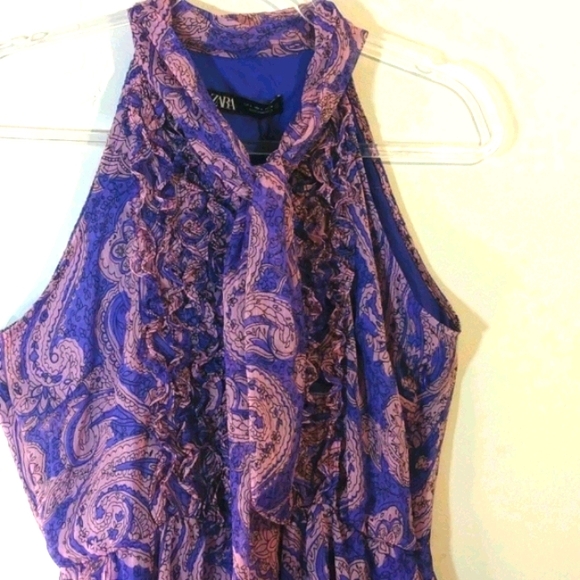 ZARA short mauve jumpsuit with print sz Large - Picture 7 of 15